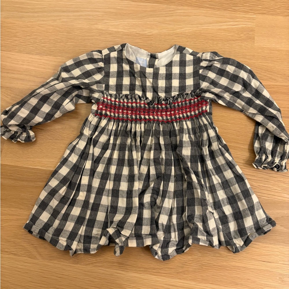 Bella Bliss Gray Gingham Smocked Dress (2T)